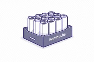 12-pack kombucha in D-flute corrugated tray packaging